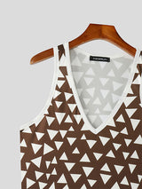 Mens Geometric Colorblock Pattern Casual Tank SKUL15015