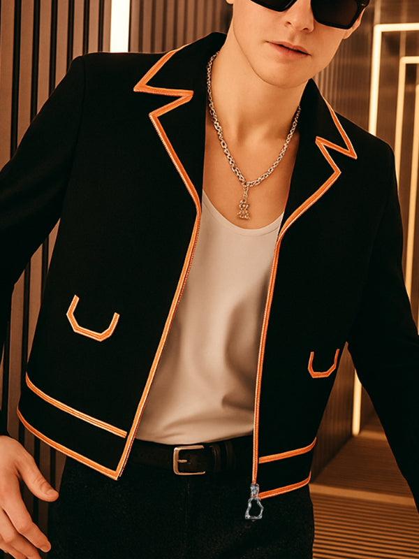 Men's Contrast Edge Casual Long Sleeve Jacket SKUL26089