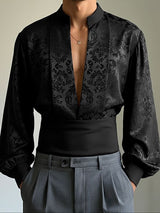 Men's Elegant Jacquard Design Long Sleeve Shirt SKUL43553