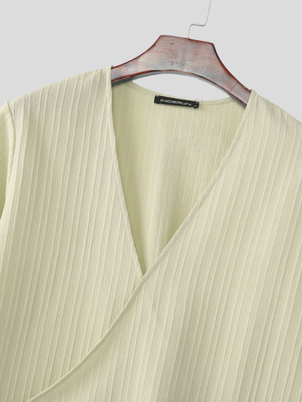 Mens Solid Color Textured Casual Two Pieces Outfit SKUL15627