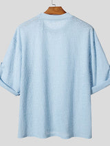 Men's Jacquard Sheer Knit 3/4 Length Sleeve T-Shirt SKUL38885