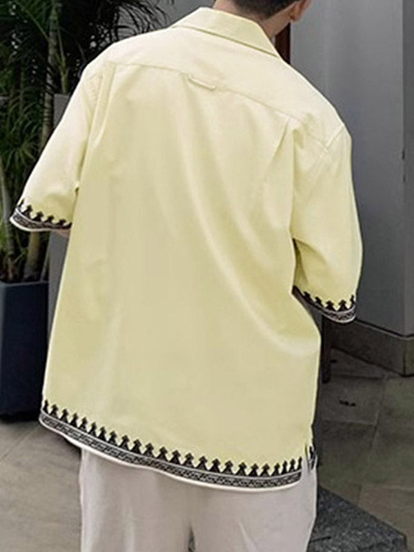 Mens Casual Cuban Collar Short Sleeve Shirt SKUL11569