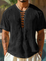 Mens Solid Color Sheer Mesh Short Sleeve T-Shirt SKUL09567