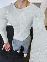 Men's Solid Color Textured Long Sleeve T-Shirt SKUL36666