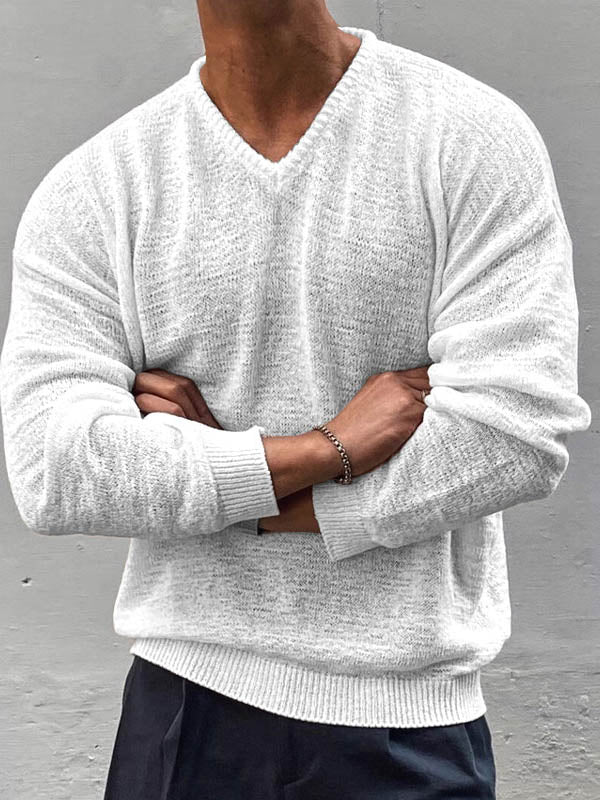 Mens Lightweight Textured Knit V-Neck T-Shirt SKUK74062