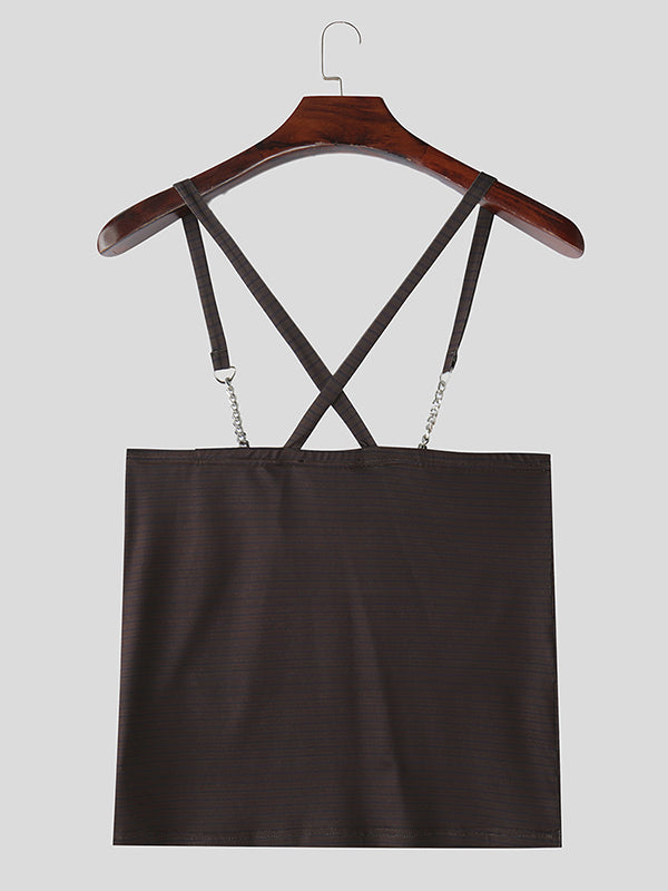 Mens Metal Bar Spliced Striped Tank SKUK92819