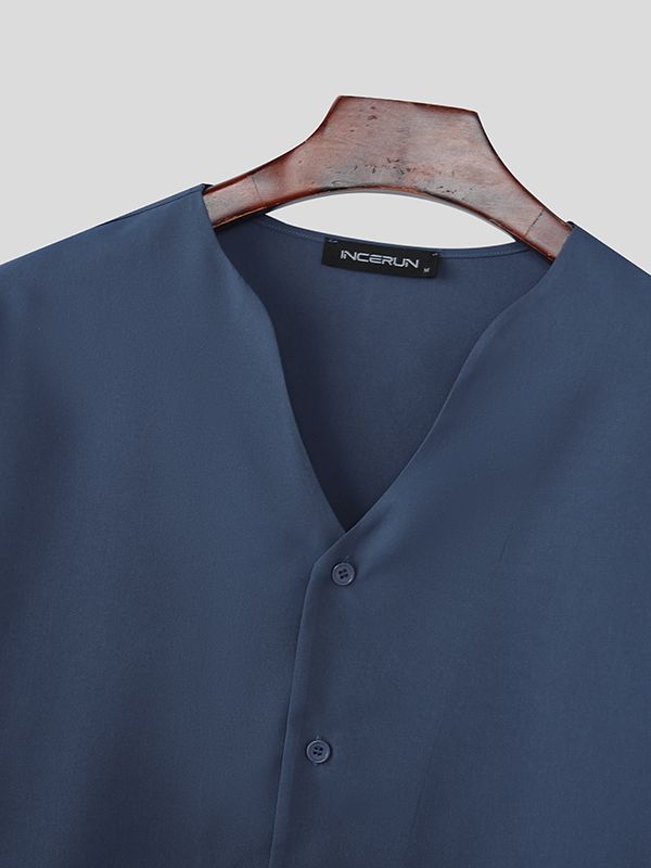 Men's Solid Color Casual Long Sleeve Shirt SKUL47874