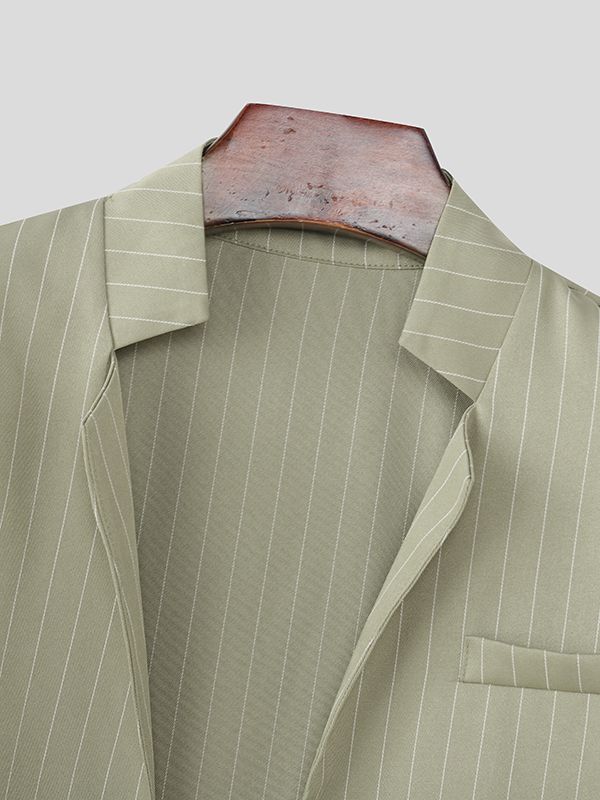 Men's Stripe Cropped Casual Two Pieces Outfit SKUL47873