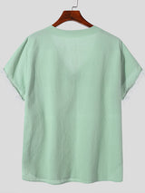 Mens V-Neck Solid Color Short Sleeve T-Shirt SKUK65531