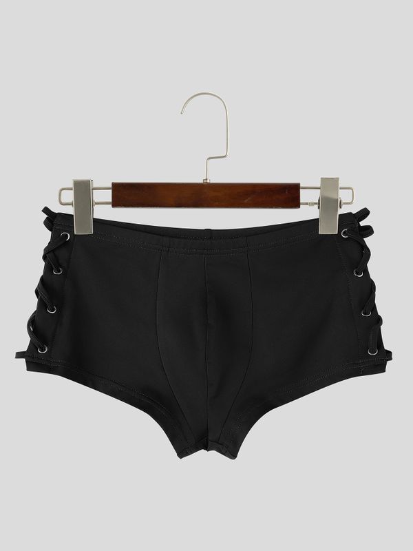 Men's Sexy Avant-Garde Beach Pool Side Lace-Up Cutout Low-Rise Swim Trunk SKUL83080
