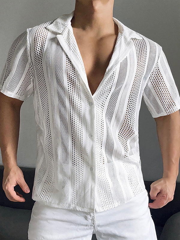 Mens Mesh See Through Short Sleeve Shirt SKUK57942