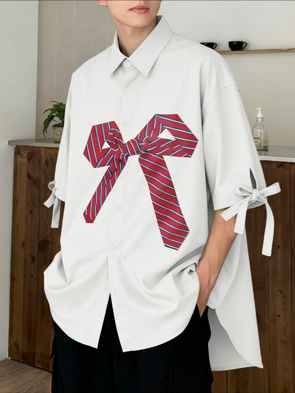 Men's Bow Tie Print Half Sleeve Shirt SKUL41039