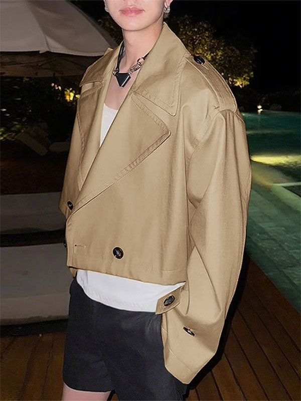 Men's Solid Color Cropped Casual Long Sleeve Jacket SKUL25781