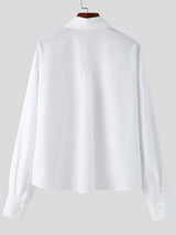 Mens Solid Color Cropped Long-Sleeve Shirt SKUL03004