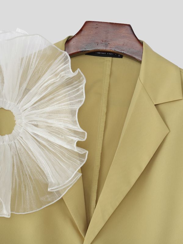 Men's Sheer Floral Patchwork Casual Blazer SKUL36546