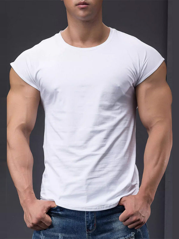 Mens Solid Color Drop Shoulder Short Sleeve T-Shirt SKUL00026