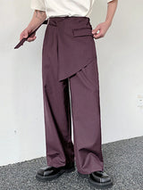 Mens Irregular Design Buckle Waist Solid Pants SKUK52250