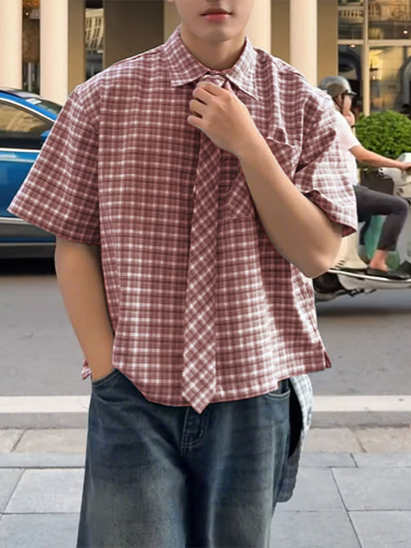 Mens Plaid Short Sleeve Shirt SKUL12913