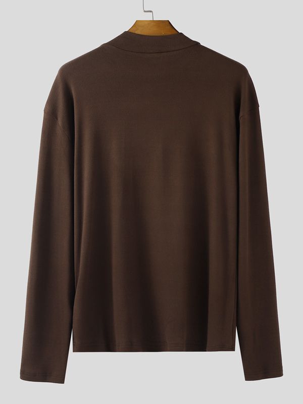 Men's Solid Color Tie Long Sleeve T-Shirt SKUL38544