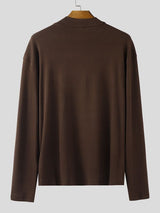 Men's Solid Color Tie Long Sleeve T-Shirt SKUL38544