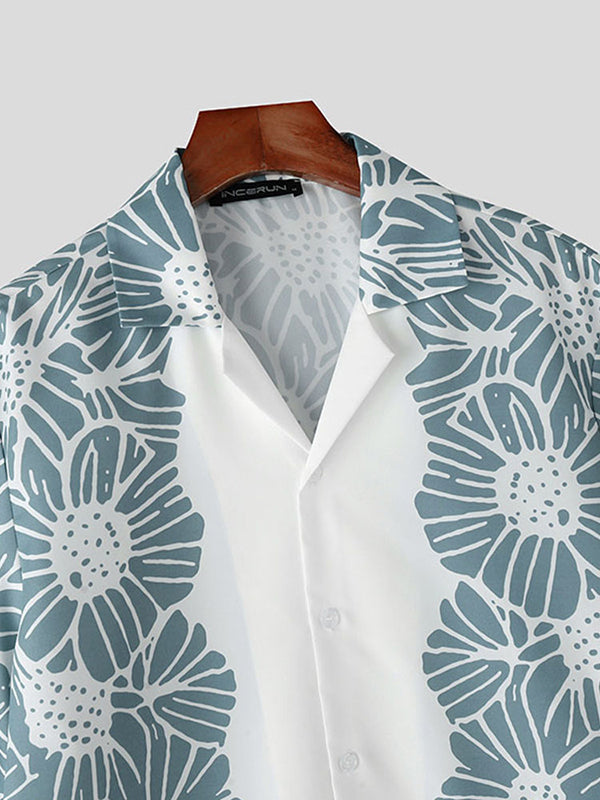 Mens Lace Patchwork Short Sleeve Shirt SKUL08489