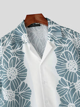 Mens Lace Patchwork Short Sleeve Shirt SKUL08489