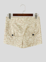 Men's High Street Gym Cargo Leopard Print Butt Lifting Short SKUL75672