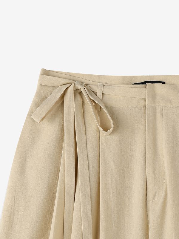 Men's Casual Daily Wear Pleated Drawstring Loose Casual Wide Leg Pant SKUL68403