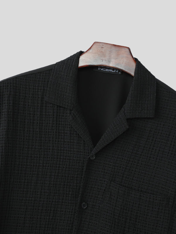 Mens Plaid Textured Short-Sleeve Shirt SKUL15390