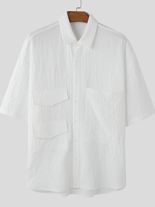 Mens Multi-Pocket Textured Half Sleeve Shirt SKUL07797