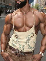 Men's Metal Ring Patchwork Cowl Neck Tank SKUL17912