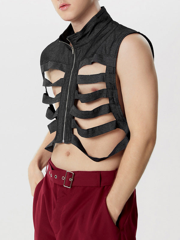 Mens Cutout See Through Sleeveless Crop Top SKUK59619