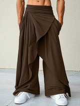 Men's Solid Ruffled Patchwork Pant SKUL35385