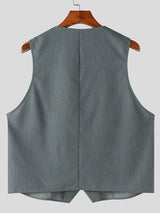 Mens Solid Retro V-Neck Suit Waistcoat SKUK60305