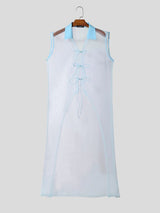 Men's Avant-Garde Longline Sheer Organza Sleeveless Shirt SKUL60268