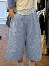 Men's Solid Color Plaid Loose Casual Short SKUL54099