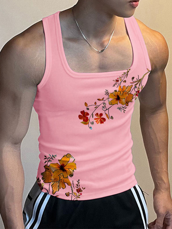 Mens Ethnic Print U-Neck Sleeveless Tank SKUK67906