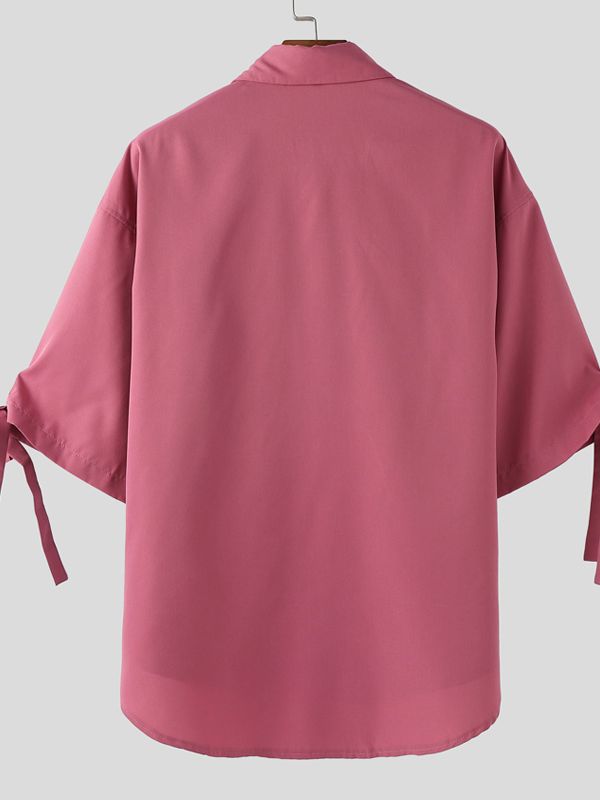 Men's Bow Tie Half Sleeve Shirt SKUL39894