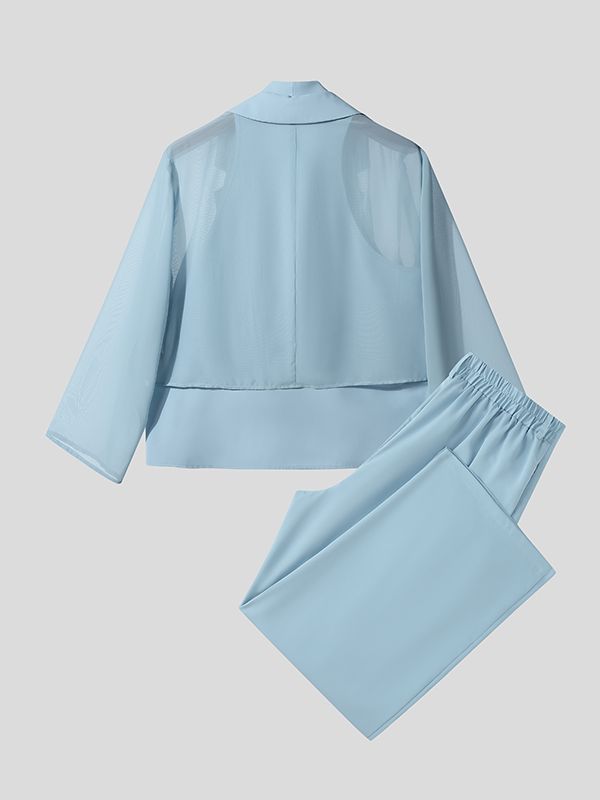 Men's Chiffon Sheer Casual Two Pieces Outfit SKUL36600