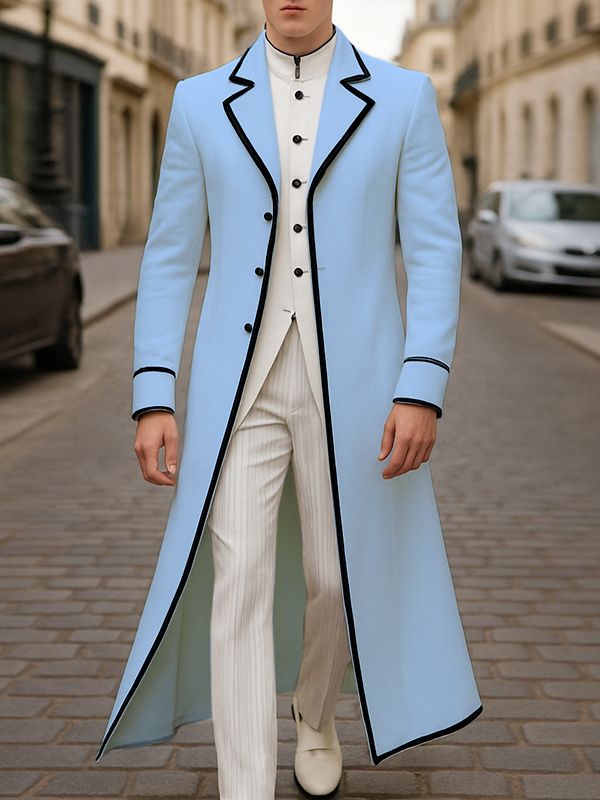 Men's Colorblock Bold Outline Trench Coat SKUL28403