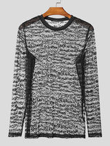 Mens Text Print Sheer Long-Sleeve T-Shirt SKUK90385