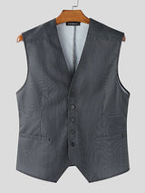 Men's Solid Color Stripe Casual Waistcoat SKUL47735