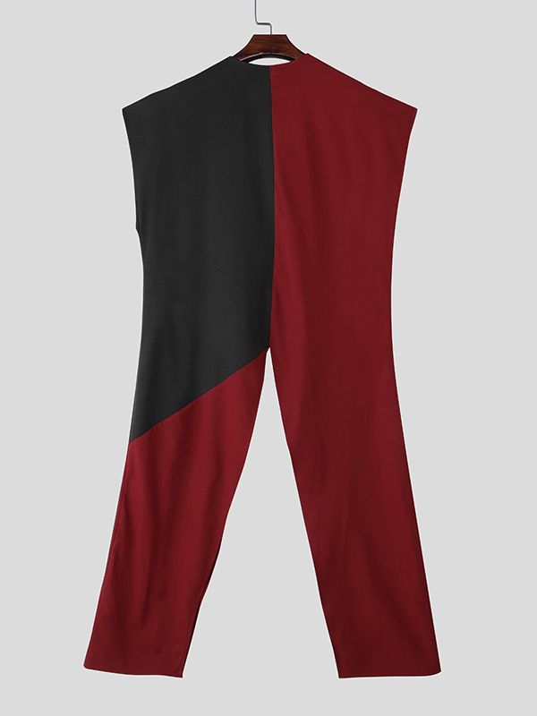 Men's Colorblock Split Hem Sleeveless T-Shirt SKUL35381