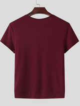 Mens Asymmetrical Zip Textured Short Sleeve T-Shirt SKUK99813