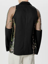 Men's Mesh Patchwork Floral Long-sleeved Jacket SKUI02389