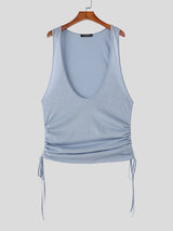 Men's Party Style Shiny Low Neck Tank SKUL51920