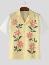Men's Floral Print Colorblock Short Sleeve Shirt SKUL26121