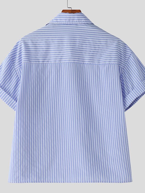 Men's Casual Striped Short Sleeve Shirt SKUL39784