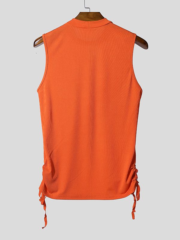 Men's Sheer Mesh Patchwork Side Tie Tank SKUL48621