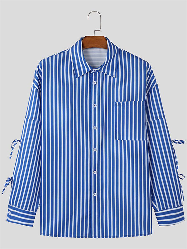 Mens Tie Design Striped Long Sleeve Shirt SKUK85359